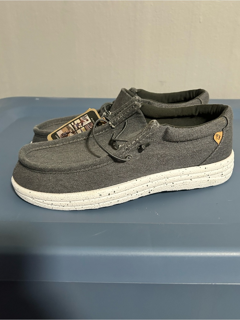 Lamo Boys Charcoal Gray Canvas Slip-On Loafers - Picture 2 of 7